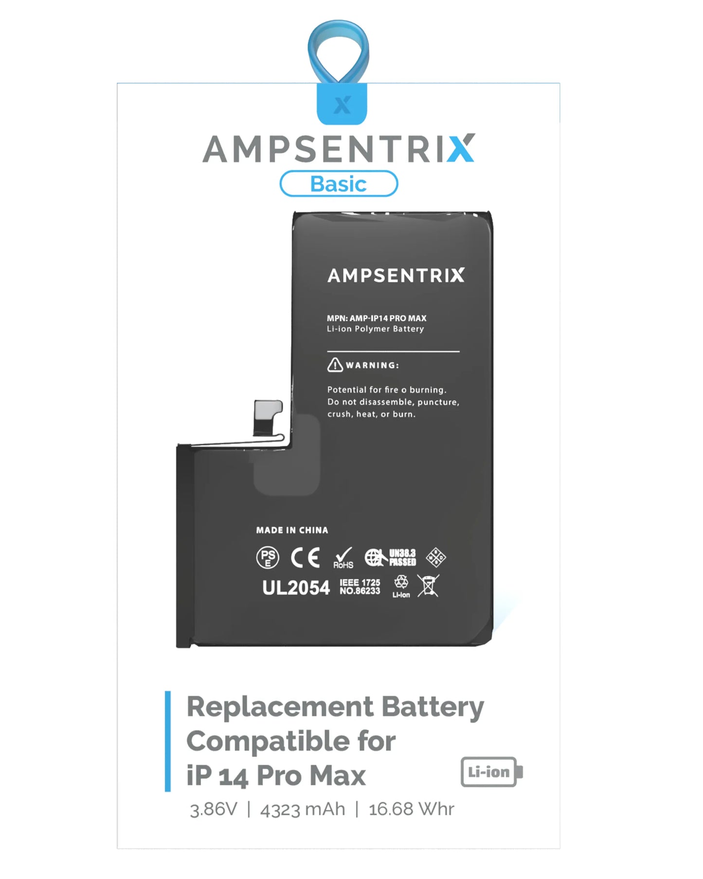 Batería Ampsentrix Basic para iPhone 14 Pro Max (Mayoreo)