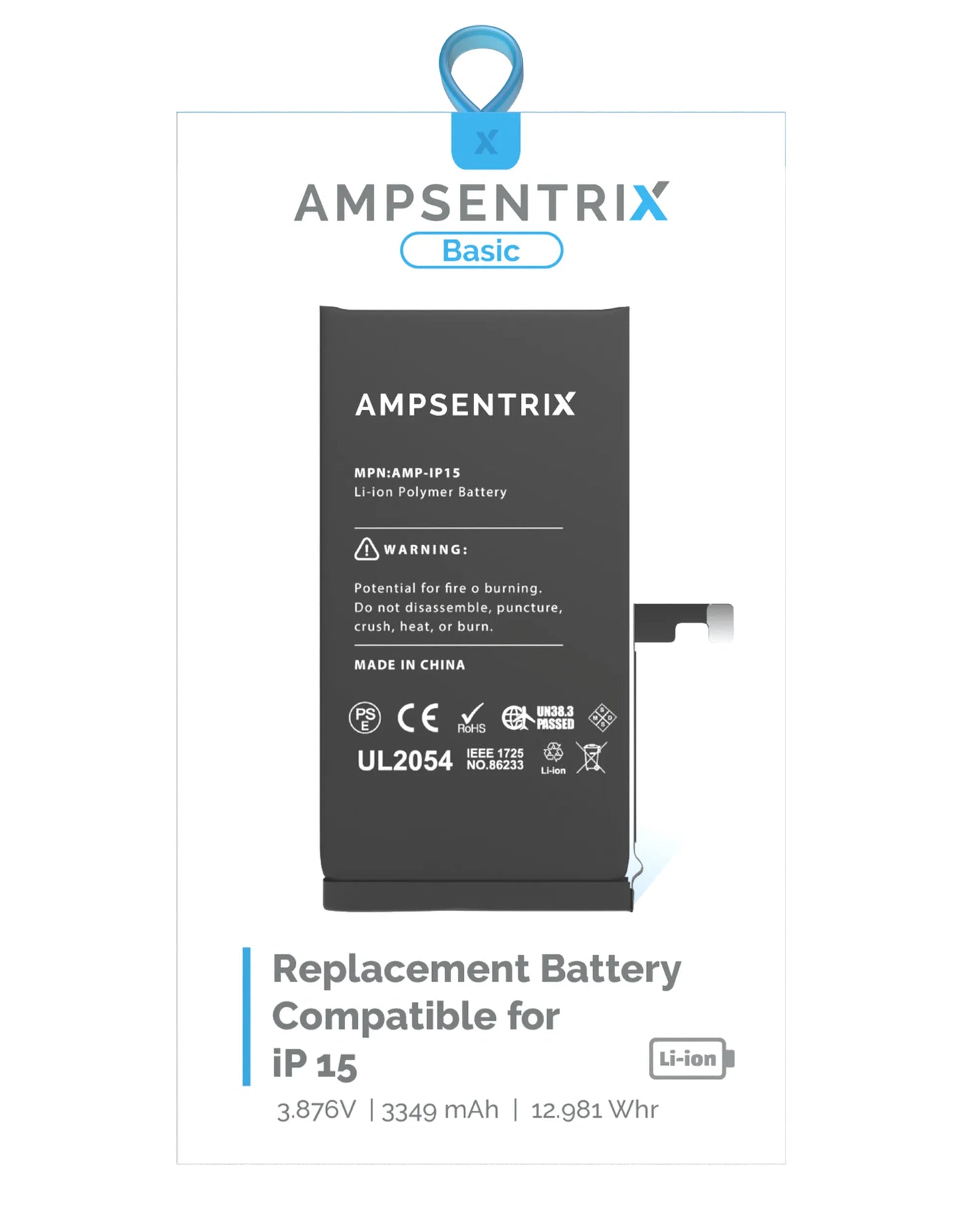 Batería Ampsentrix Basic para iPhone 15