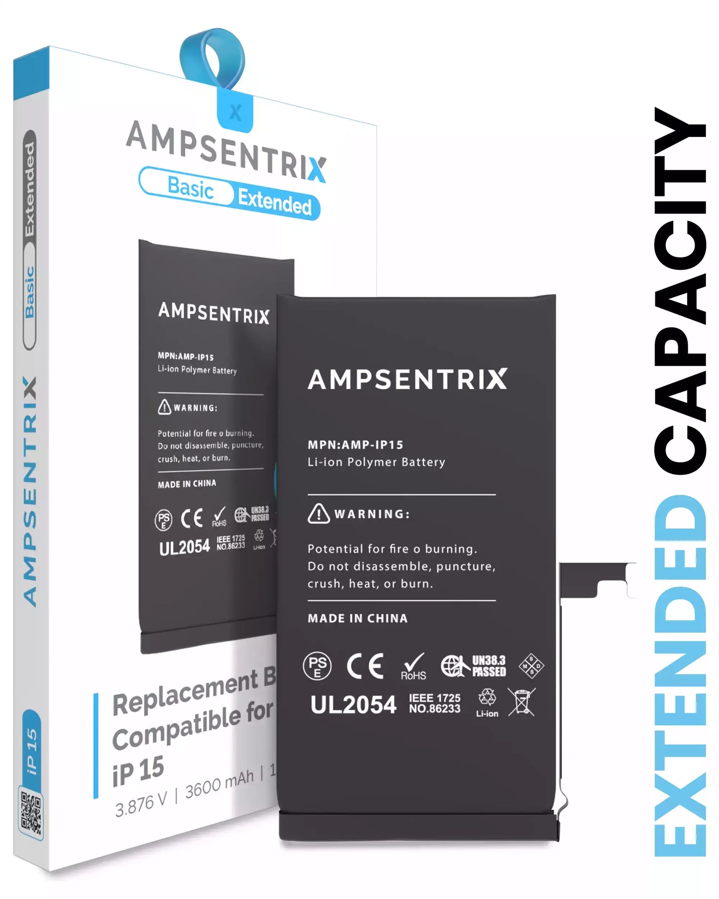Batería Ampsentrix Extended para iPhone 15