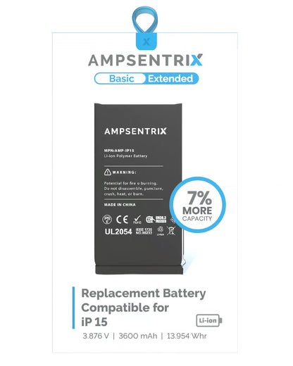 Batería Ampsentrix Extended para iPhone 15