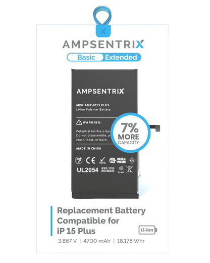 Batería Ampsentrix Extended para iPhone 15 Plus