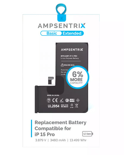 Batería Ampsentrix Extended para iPhone 15 Pro
