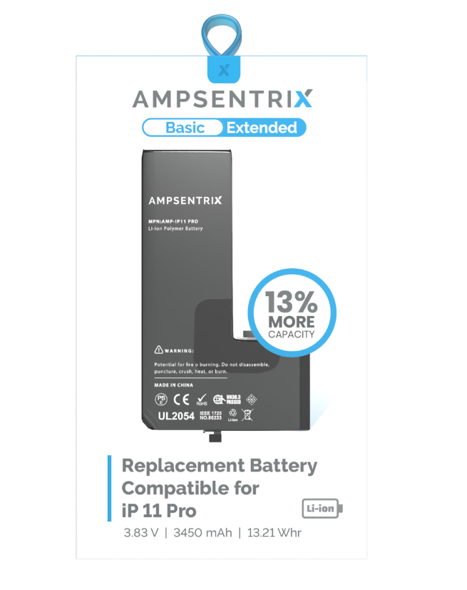 Batería Ampsentrix Extended para iPhone 11 Pro