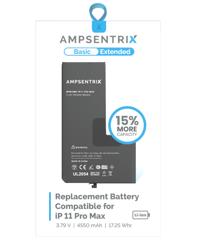 Batería Ampsentrix Extended para iPhone 11 Pro Max