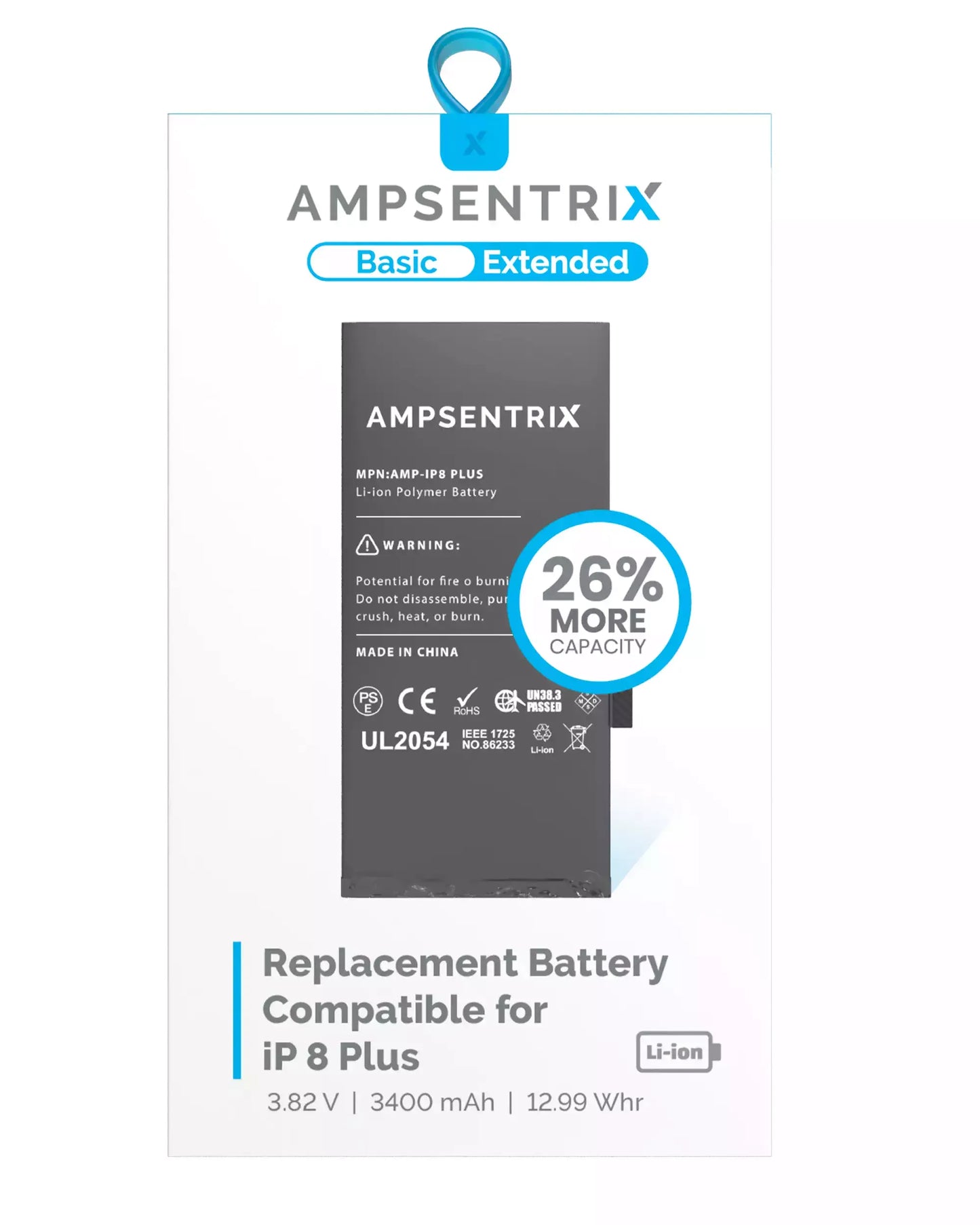 Batería Ampsentrix Extended para iPhone 8 Plus