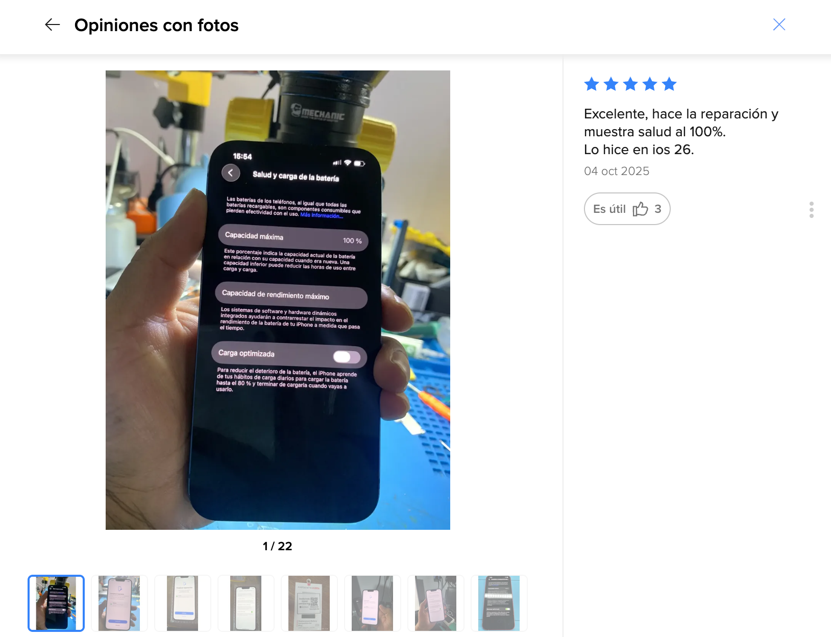 Cliente contento — Excelente, hace la reparación y muestra 