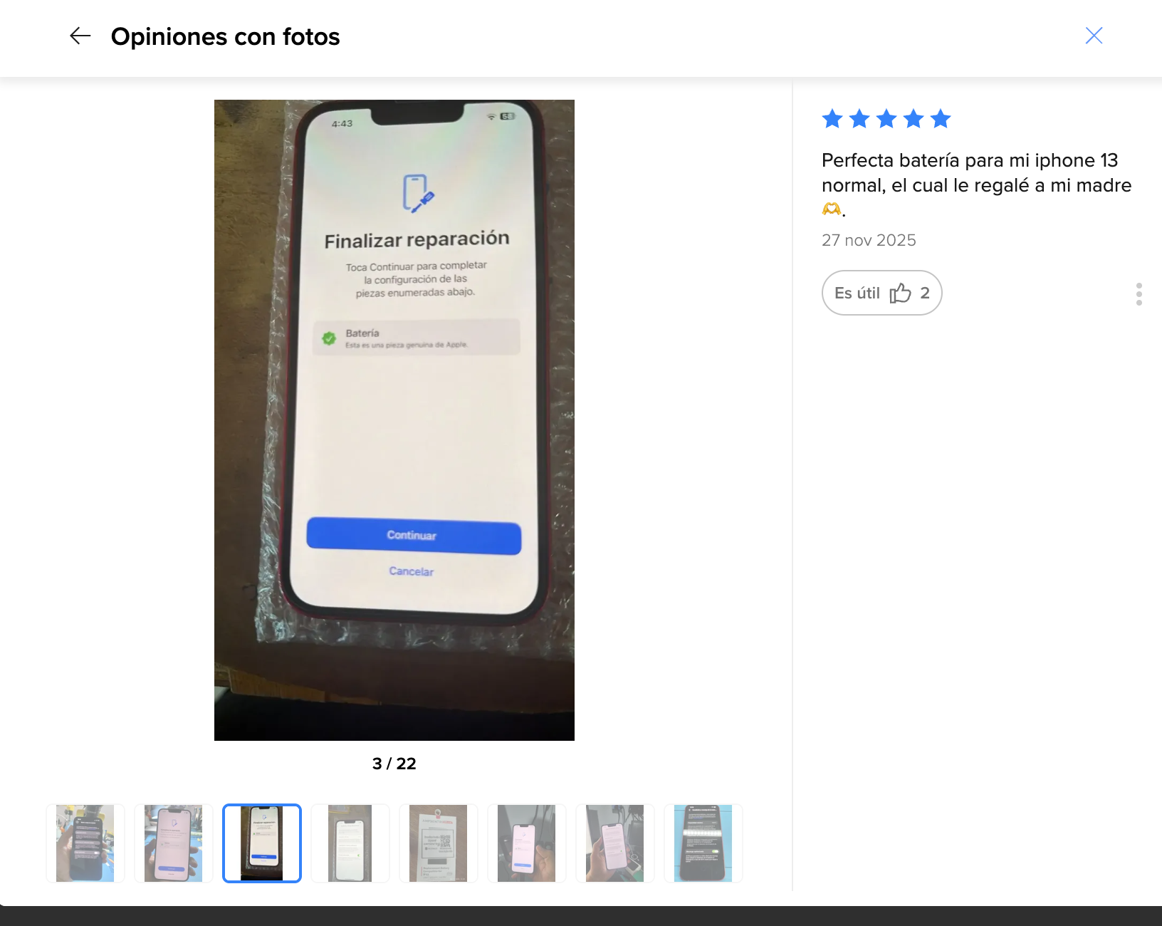 Cliente contento — Perfecta batería para mi iphone 13 norma