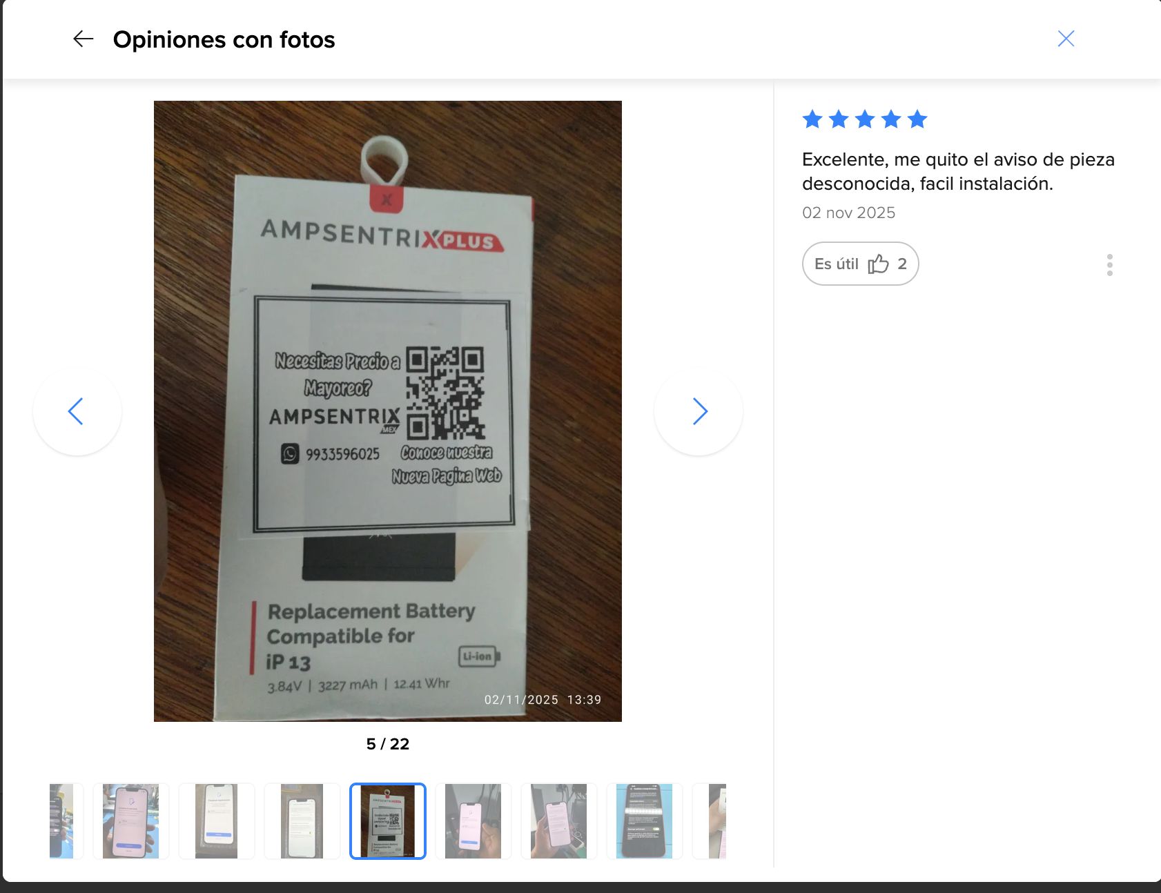 Cliente contento — Excelente, me quitó el aviso de pieza de