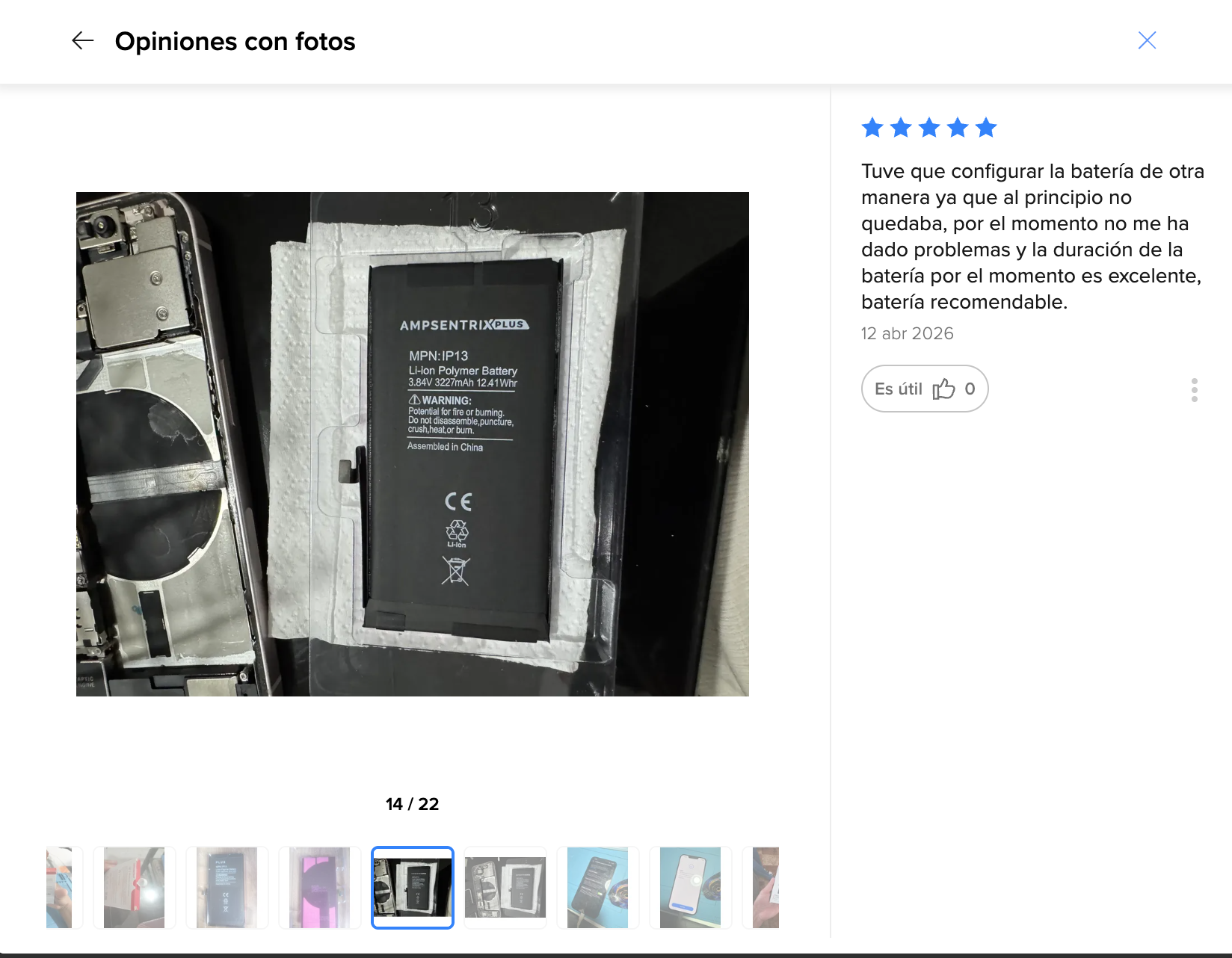 Cliente contento — Tuve que configurar la batería de otra m