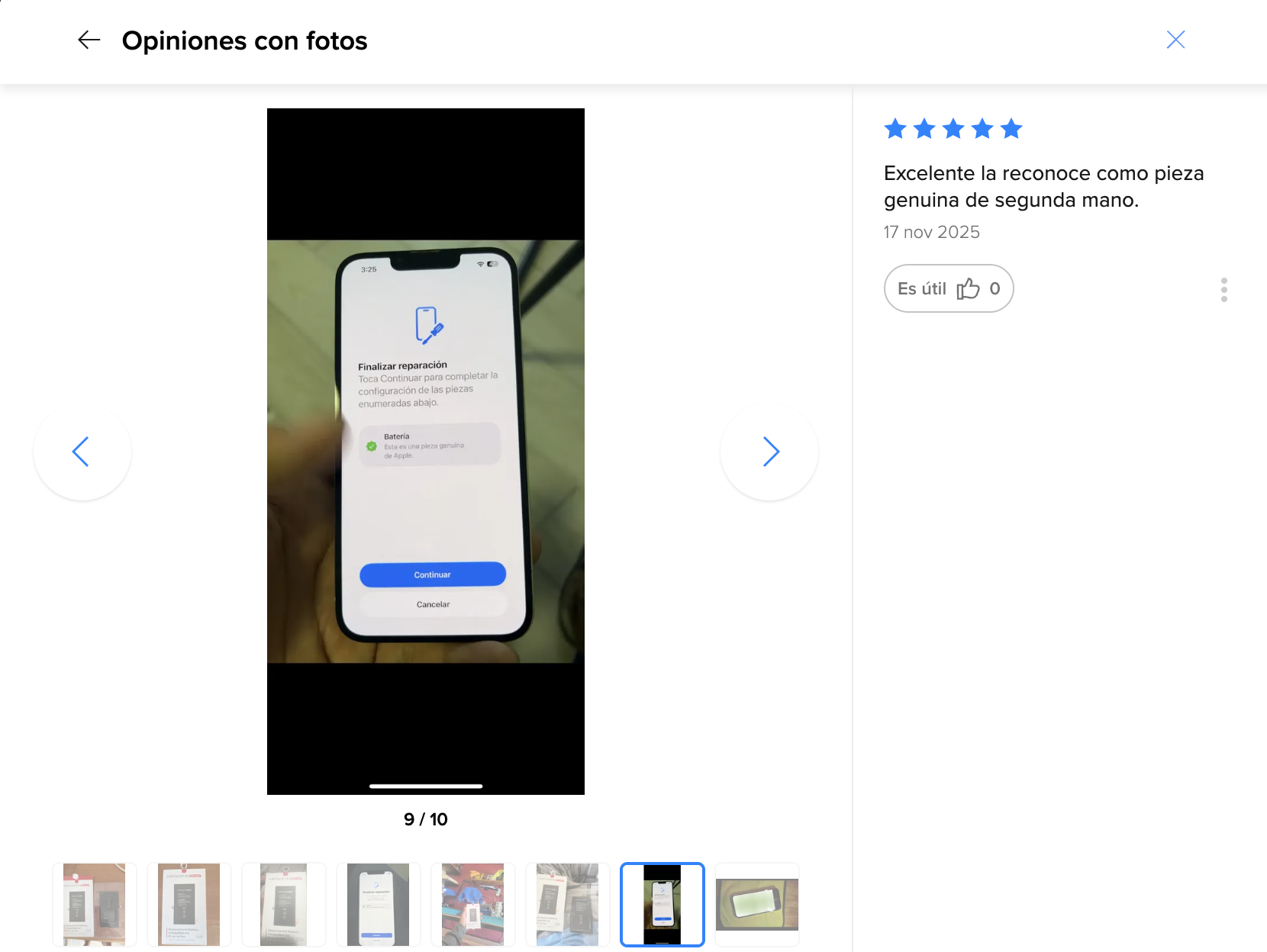Cliente contento — Excelente, la reconoce como pieza genuin